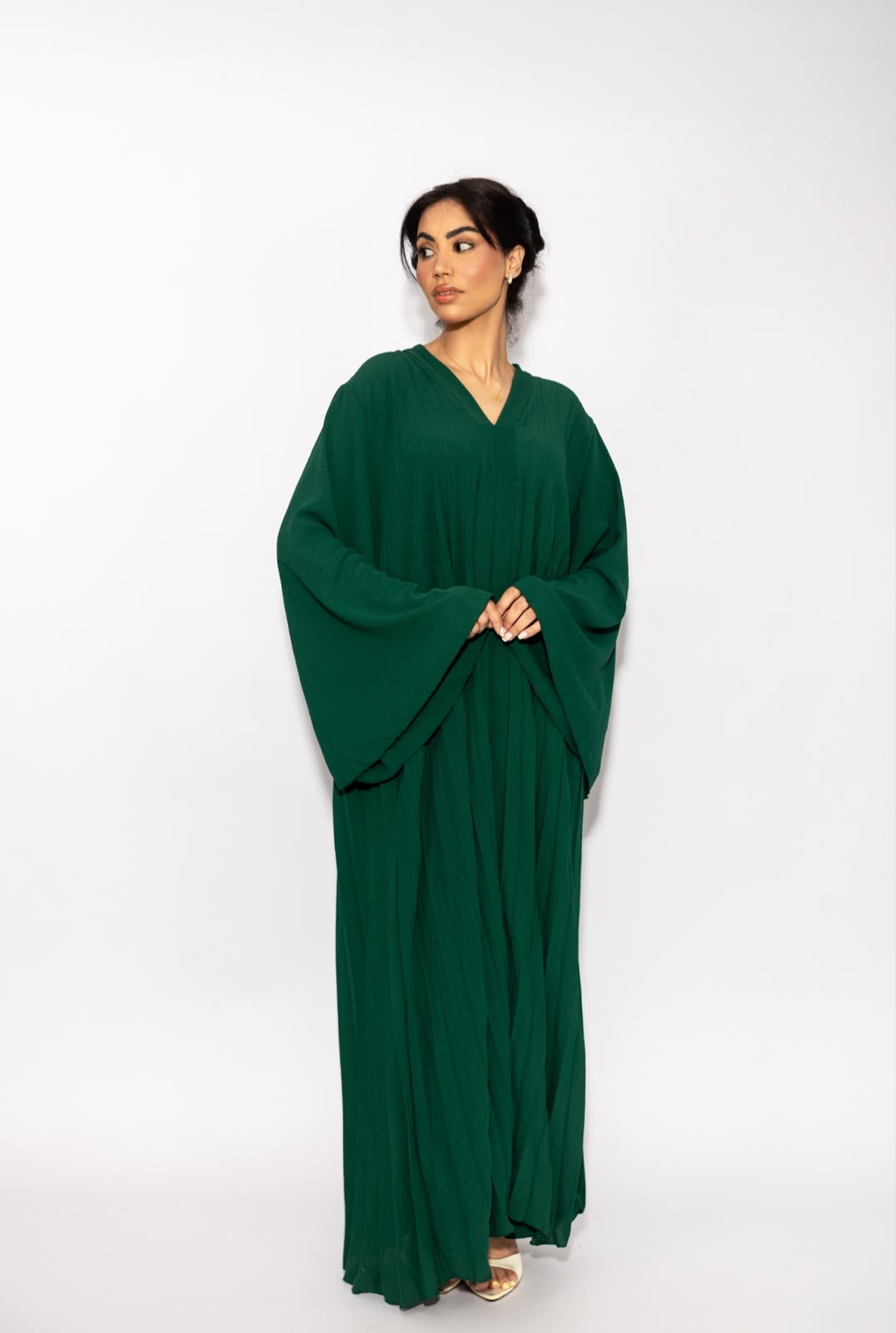 Robe plissée — Vert bouteille