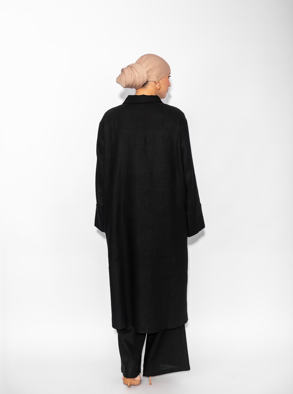 Ensemble tunique et pantalon MAYDORA — Noir, dos