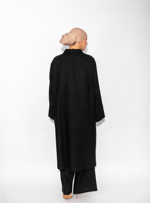 Ensemble tunique et pantalon MAYDORA — Noir, dos